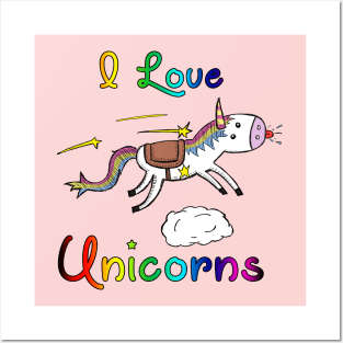 I Love Unicorns Posters and Art